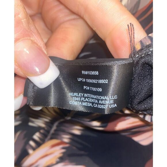 Hurley One Piece Swim Suit S/P “Scattered Palm” V-Neck Crisscross Back UPF 50 - Picture 5 of 14